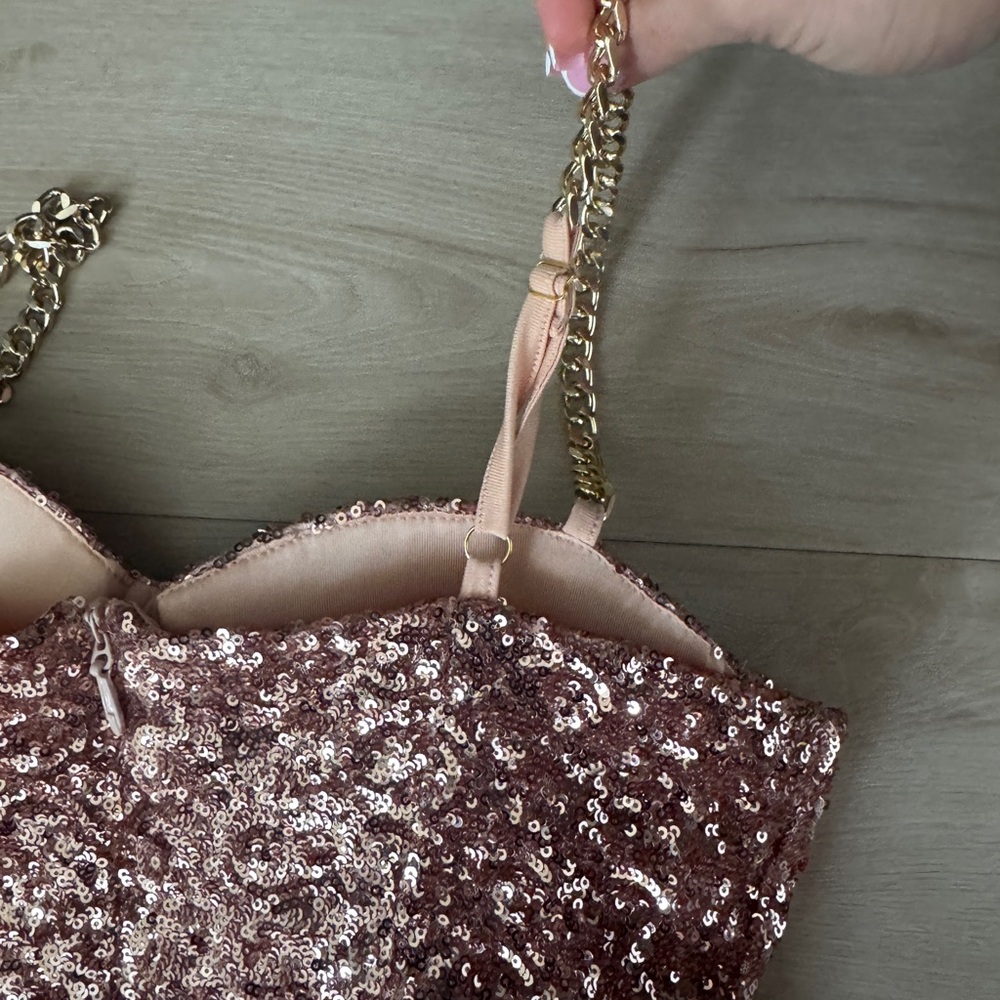 Sparkling Sequin Jumpsuit in Rose Gold - Picture 7 of 7
